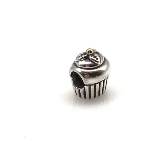 Pandora 925 & 14K Two Tone Bakery Cupcake Dessert Food Rare Retired Bead Charm - Picture 4 of 7